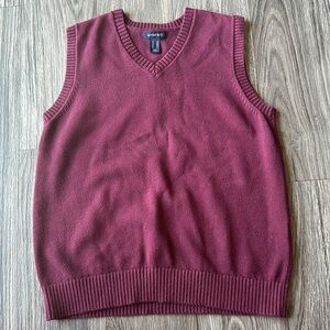 Maroon 100% cotton lands end vest size medium